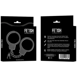 FETISH SUBMISSIVE - ESPOSAS DE METAL PARA MANOS NEGRAS CON LLAVE CALAVERA