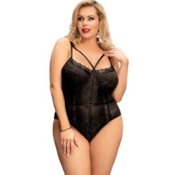 QUEEN LINGERIE - TEDDY ENCAJE NEGRO S/M