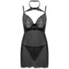 LIVCO CORSETTI FASHION - BINELLA SET BABYDOLL + TANGA NEGRO L/XL