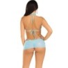 LEG AVENUE - SET TRES PIEZAS DIAMANTES AZUL M/L