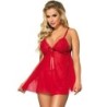 SUBBLIME - BABYDOLL CON LAZO Y ENCAJE FLORAL ROJO L/XL