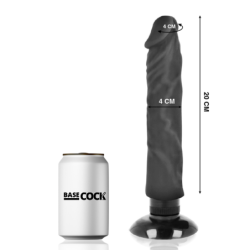 BASECOCK - VIBRADOR REALISTICO 2-1 NATURAL NEGRO 20 CM -O- 4 CM