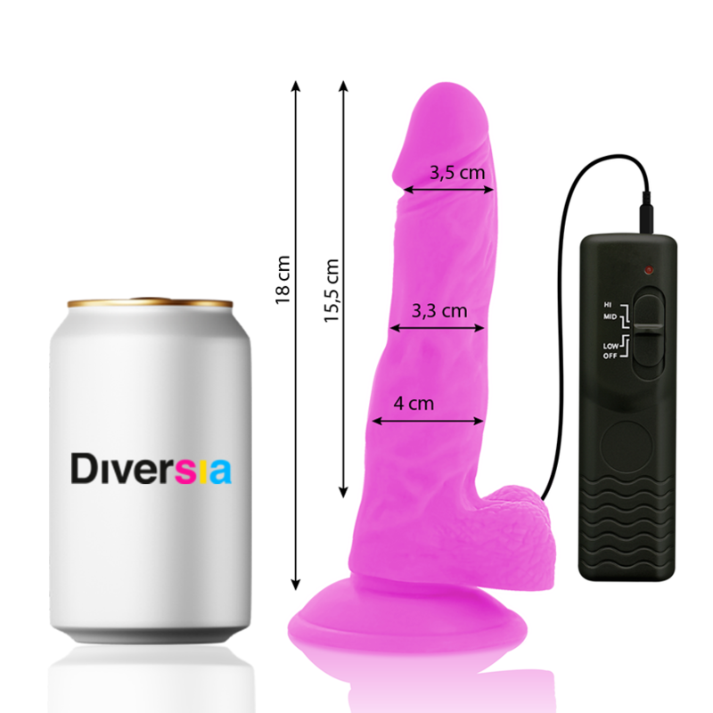 DIVERSIA - DILDO FLEXIBLE CON VIBRACIÃ“N LILA 18 CM -O- 4 CM