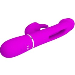 PRETTY LOVE - KAMPAS VIBRADOR RABBIT 3 EN 1 MULTIFUNCIÃ“N CON LENGUA FUCSIA