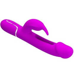 PRETTY LOVE - KAMPAS VIBRADOR RABBIT 3 EN 1 MULTIFUNCIÃ“N CON LENGUA FUCSIA