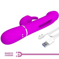 PRETTY LOVE - KAMPAS VIBRADOR RABBIT 3 EN 1 MULTIFUNCIÃ“N CON LENGUA FUCSIA