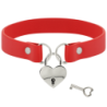 COQUETTE CHIC DESIRE - COLLAR CUERO VEGANO ROJO ACCESORIO CORAZÃ“N CON LLAVE