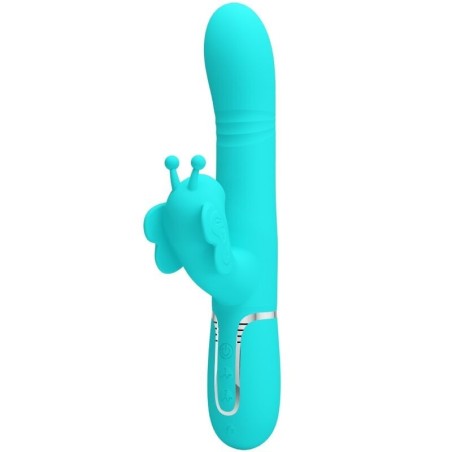 PRETTY LOVE - VIBRADOR RABBIT MULTIFUNCIÃ“N 4 EN 1 MARIPOSA VERDE AGUA