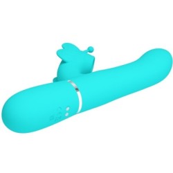 PRETTY LOVE - VIBRADOR RABBIT MULTIFUNCIÃ“N 4 EN 1 MARIPOSA VERDE AGUA