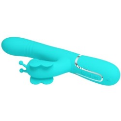 PRETTY LOVE - VIBRADOR RABBIT MULTIFUNCIÃ“N 4 EN 1 MARIPOSA VERDE AGUA