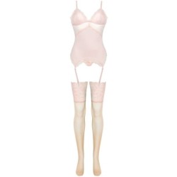 LIVCO CORSETTI FASHION - PERSINNE PEACH SET CORSET + PANTY + MEDIAS L/XL