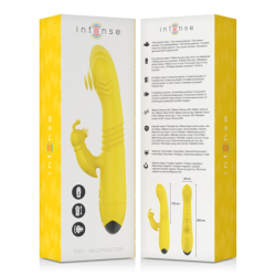 INTENSE - TOKY VIBRADOR MULTIFUNCIÃ“N RECARGABLE UP & DOWN CON ESTIMULADOR DE CLITORIS AMARILLO