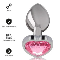 INTENSE - PLUG ANAL METAL ALUMINIO CORAZÃ“N ROSA TALLA S