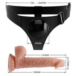 PRETTY LOVE - HARNESS BRIEFS ARNÃ‰S UNIVERSAL CON DILDO KEVIN 19 CM NATURAL