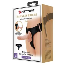 PRETTY LOVE - HARNESS BRIEFS ARNÃ‰S UNIVERSAL CON DILDO KEVIN 19 CM NATURAL