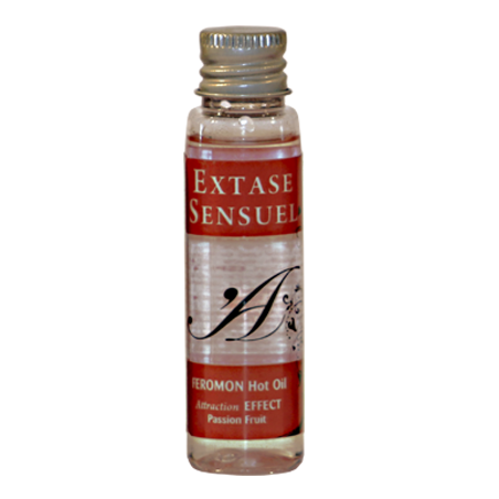 EXTASE SENSUAL - ACEITE MASAJE EFECTO CALOR CON FEROMONAS FRUTA DE LA PASION VIAJE 35 ML