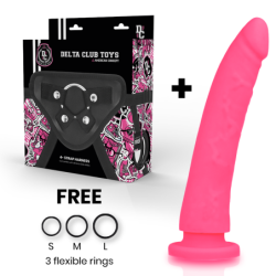 DELTA CLUB - TOYS ARNES + DILDO ROSA SILICONA MEDICA 23 CM -O- 4.5 CM