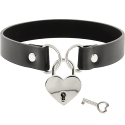 COQUETTE CHIC DESIRE - COLLAR CUERO VEGANO ACCESORIO CORAZÃ“N CON LLAVE