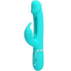 PRETTY LOVE - KAMPAS VIBRADOR RABBIT 3 EN 1 MULTIFUNCIÃ“N CON LENGUA VERDE AGUA