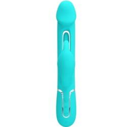 PRETTY LOVE - KAMPAS VIBRADOR RABBIT 3 EN 1 MULTIFUNCIÃ“N CON LENGUA VERDE AGUA