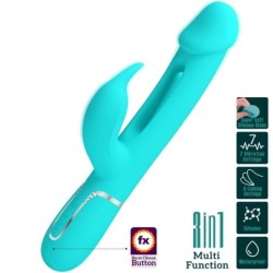 PRETTY LOVE - KAMPAS VIBRADOR RABBIT 3 EN 1 MULTIFUNCIÃ“N CON LENGUA VERDE AGUA