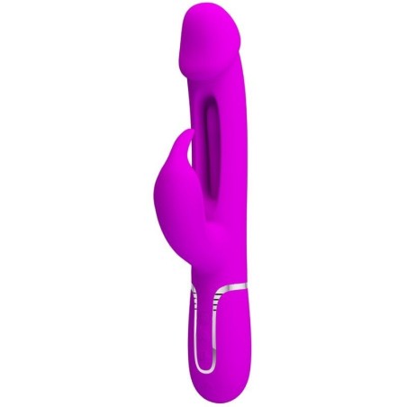 PRETTY LOVE - KAMPAS VIBRADOR RABBIT 3 EN 1 MULTIFUNCIÃ“N CON LENGUA FUCSIA