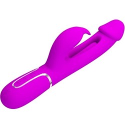 PRETTY LOVE - KAMPAS VIBRADOR RABBIT 3 EN 1 MULTIFUNCIÃ“N CON LENGUA FUCSIA