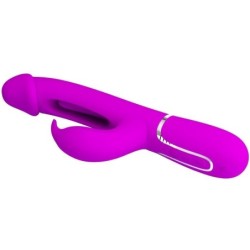 PRETTY LOVE - KAMPAS VIBRADOR RABBIT 3 EN 1 MULTIFUNCIÃ“N CON LENGUA FUCSIA