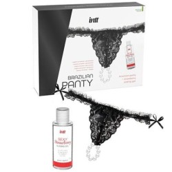 INTT RELEASES - PANTY BRASILEÃ‘A NEGRA CON PERLAS Y GEL LUBRICANTE 50 ML