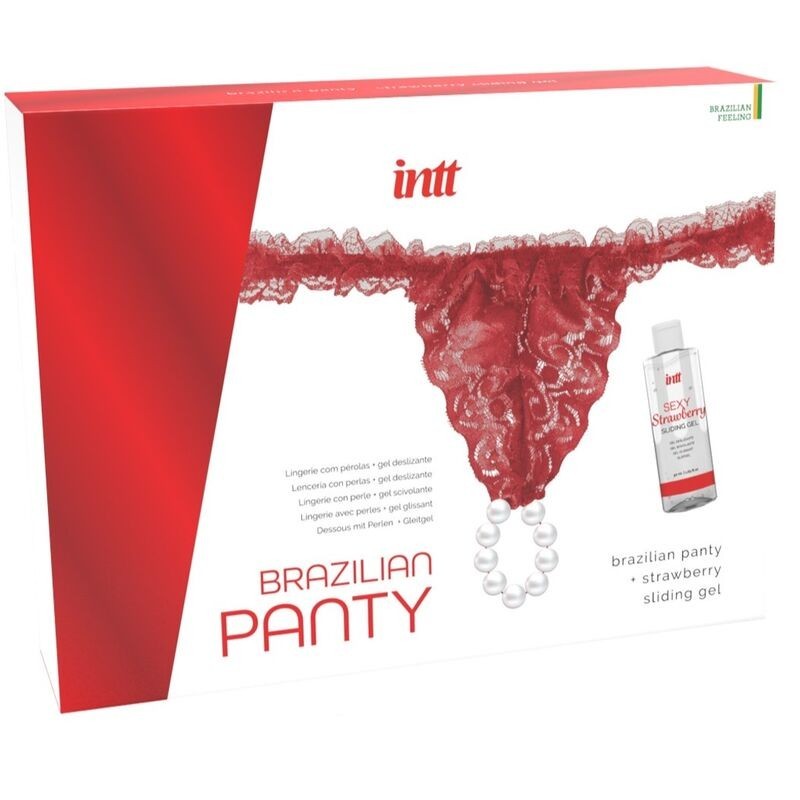 INTT RELEASES - PANTY BRASILEÃ‘O ROJA CON PERLAS Y GEL LUBRICANTE 50 ML