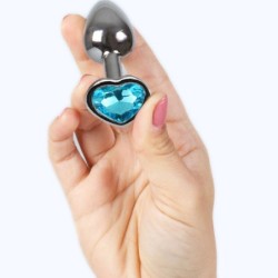 SECRETPLAY - METAL BUTT PLUG CORAZÃ“N AZUL TALLA S 7 CM