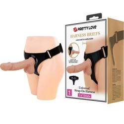 PRETTY LOVE - HARNESS BRIEFS ARNÃ‰S UNIVERSAL CON DILDO JERRY 21.8 CM NATURAL