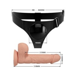 PRETTY LOVE - HARNESS BRIEFS ARNÃ‰S UNIVERSAL CON DILDO JERRY 21.8 CM NATURAL