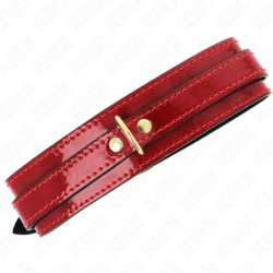 KINK - COLLAR AJUSTABLE ROJO VINO DETALLES DORADOS 29-42.5 CM X 4 CM