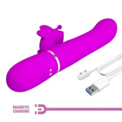 PRETTY LOVE - VIBRADOR RABBIT MULTIFUNCIÃ“N 4 EN 1 MARIPOSA FUCSIA