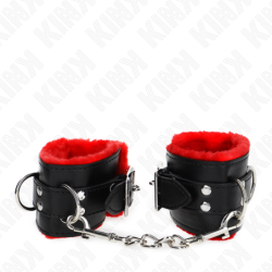 KINK - MUÃ‘EQUERAS FORRADAS CON AGUJEROS CUADRADOS ROJO Y CORREA NEGRO AJUSTABLE 17-29 CM X 6 CM