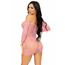 LEG AVENUE - MINI VESTIDO HEART NET TALLA ÃšNICA - ROSA