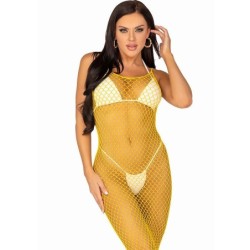 LEG AVENUE - VESTIDO DE REJILLA LARGO AMARILLO TALLA ÃšNICA