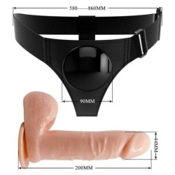 PRETTY LOVE - HARNESS BRIEFS ARNÃ‰S UNIVERSAL CON DILDO TOM 20 CM NATURAL