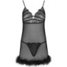 LIVCO CORSETTI FASHION - ZERUNAM SET BABYDOLL + TANGA NEGRO L/XL