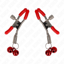 KINK - PINZAS PARA PEZONES ROJAS CON DOBLE CAMPANILLA ROJO 6 CM