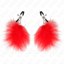 KINK - PINZAS PARA PEZONES CON PLUMA ROJO 7 CM