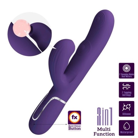 PRETTY LOVE - PERLITA VIBRADOR PUNTO G 3 EN 1 MULTIFUNCIÃ“N MORADO