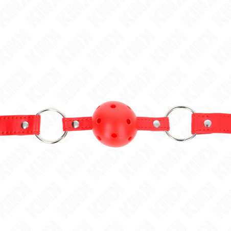 KINK - MORDAZA DE BOLA 4 CM TRANSPIRABLE CON DOBLE REMACHE MODELO 1 ROJO 62 x 2.5 CM AJUSTABLE 42-58