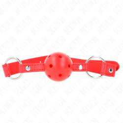 KINK - MORDAZA DE BOLA 4 CM TRANSPIRABLE CON DOBLE REMACHE MODELO 1 ROJO 62 x 2.5 CM AJUSTABLE 42-58