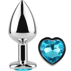 SECRETPLAY - METAL BUTT PLUG CORAZÃ“N AZUL TALLA S 7 CM