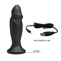 MR PLAY - PLUG ANAL CON VIBRACION NEGRO CONTROL REMOTO