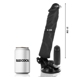 BASECOCK - VIBRADOR REALISTICO CONTROL REMOTO NEGRO 21 CM -O- 4 CM