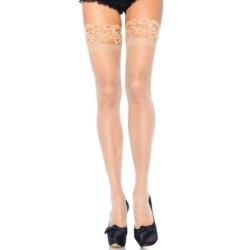 LEG AVENUE - MEDIAS BEIGE LYCRA ANTIDESLIZANTE TALLA GRANDE