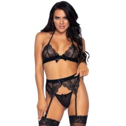 LEG AVENUE - SET DE TRES PIEZAS TOP, LIGUERO Y TANGA L